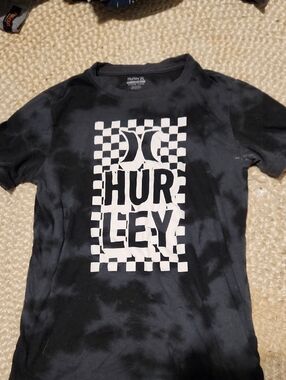 Hurley Black Tie-Dye Checkerboard Logo Tee